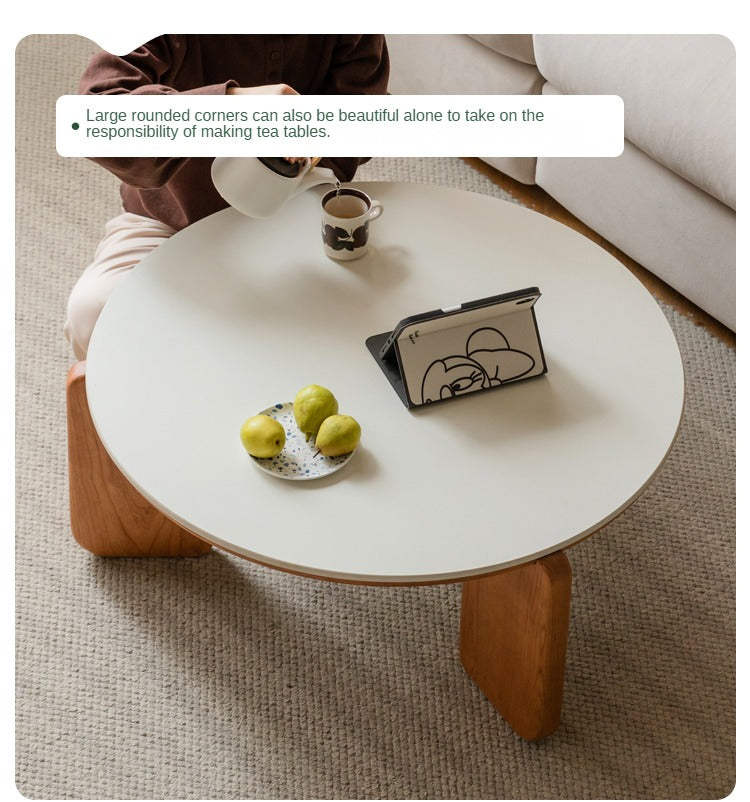 Cherry Solid Wood Round Coffee Table, Side Table