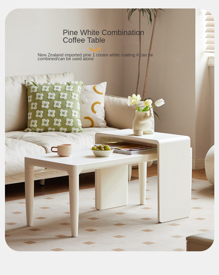 Pine Solid Wood Coffee Table Side Table Nordic Creative Combination