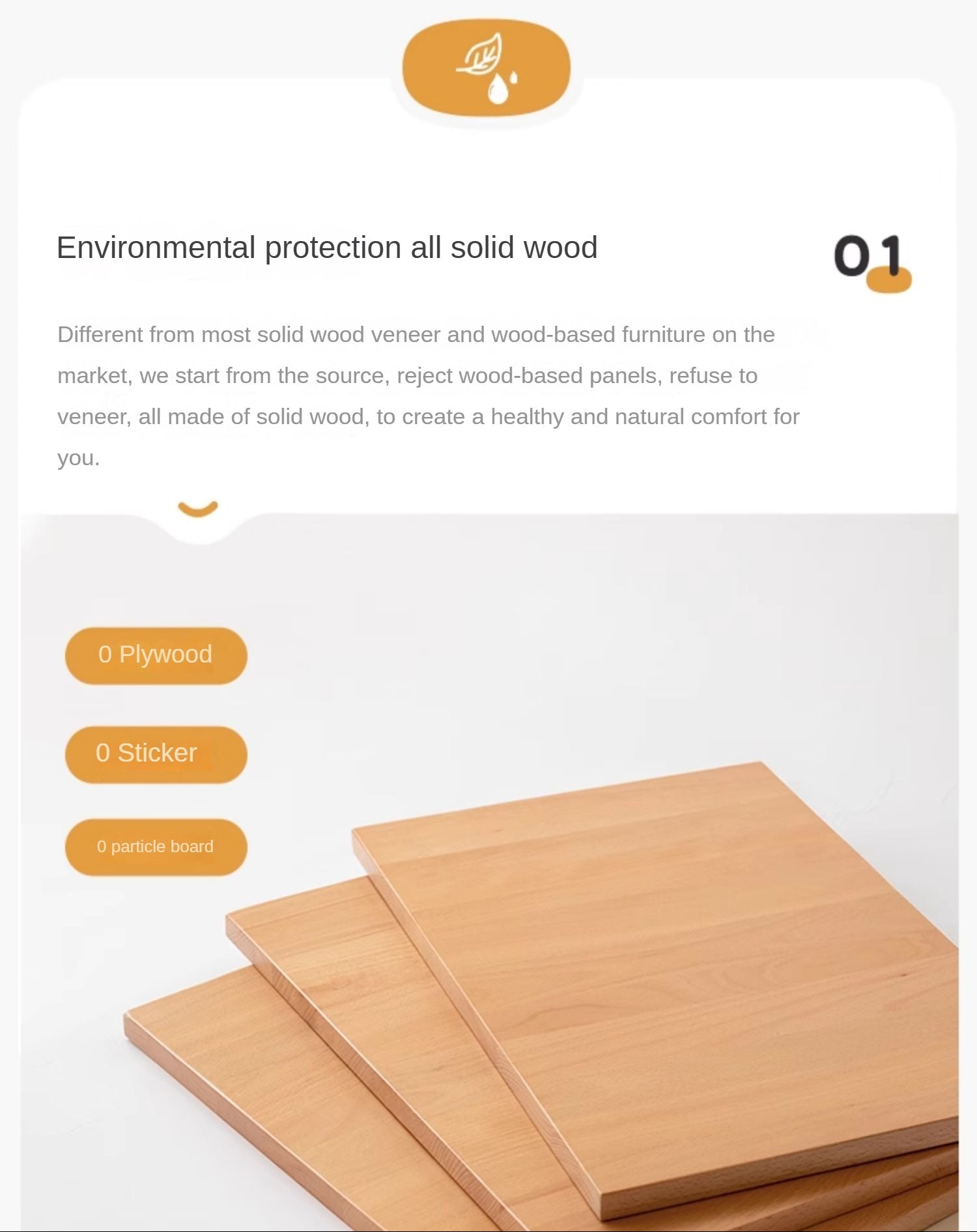 Beech Solid Wood Square Modern Coffee Table.