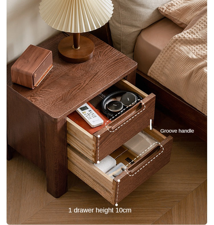 Oak Solid Wood Nordic Style Nightstand.