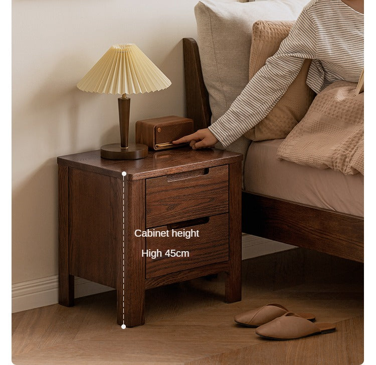 Oak Solid Wood Nordic Style Nightstand.
