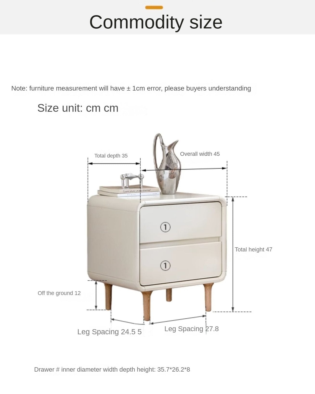 Poplar Solid Wood, Solid Rubberwood Nightstand.