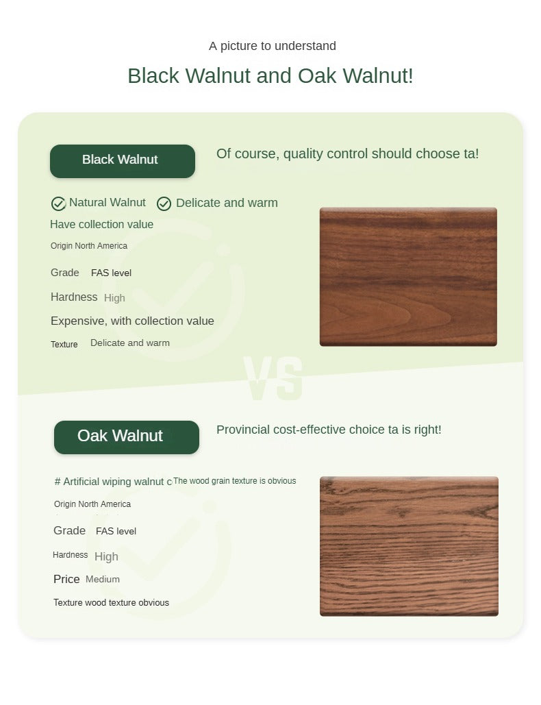 Black Walnut, Oak, South American Walnut Solid Wood Nightstand.
