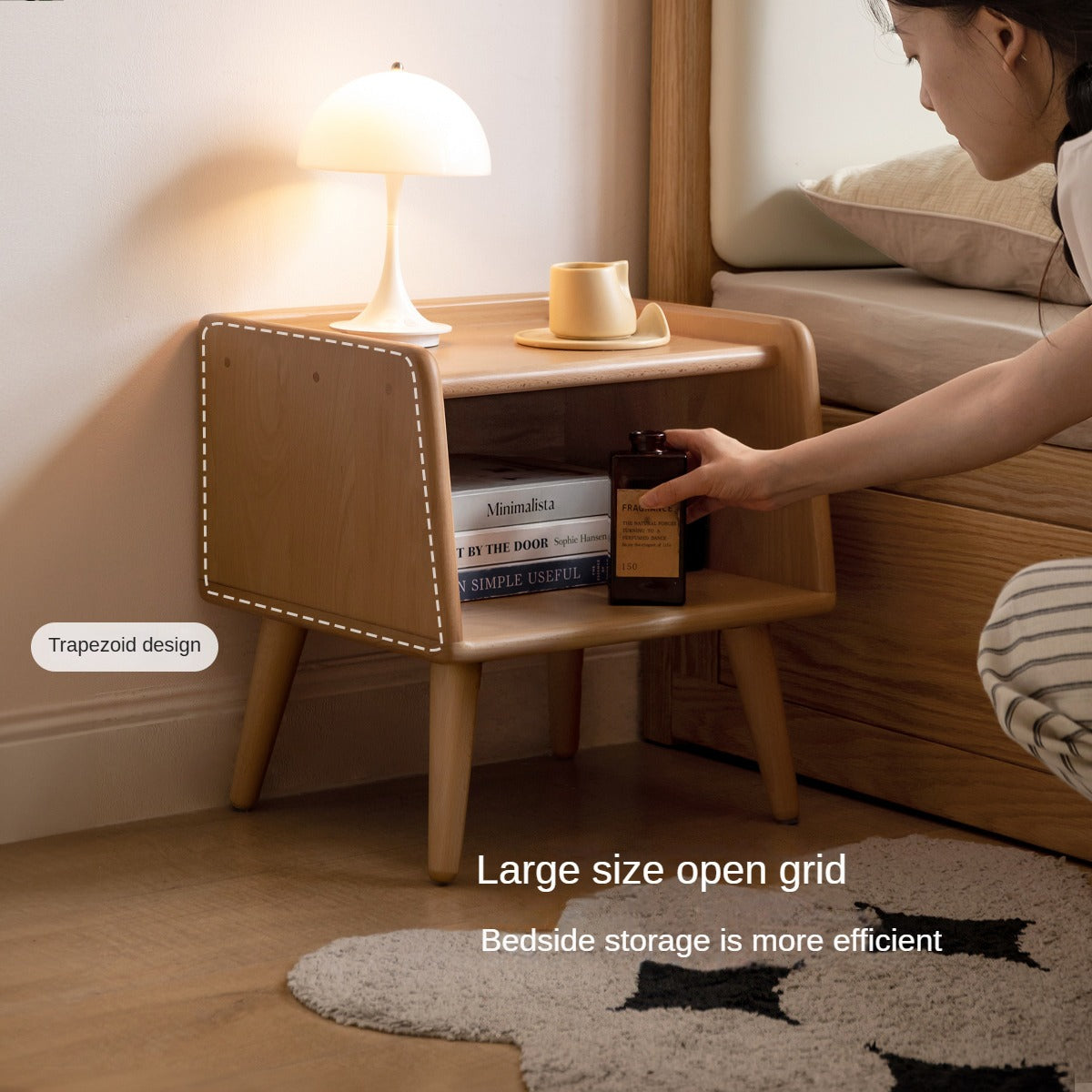Beech solid wood Fully open nightstand