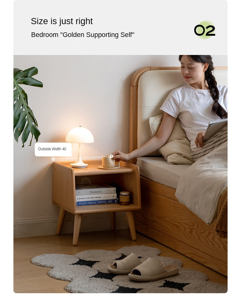 Beech solid wood Fully open nightstand