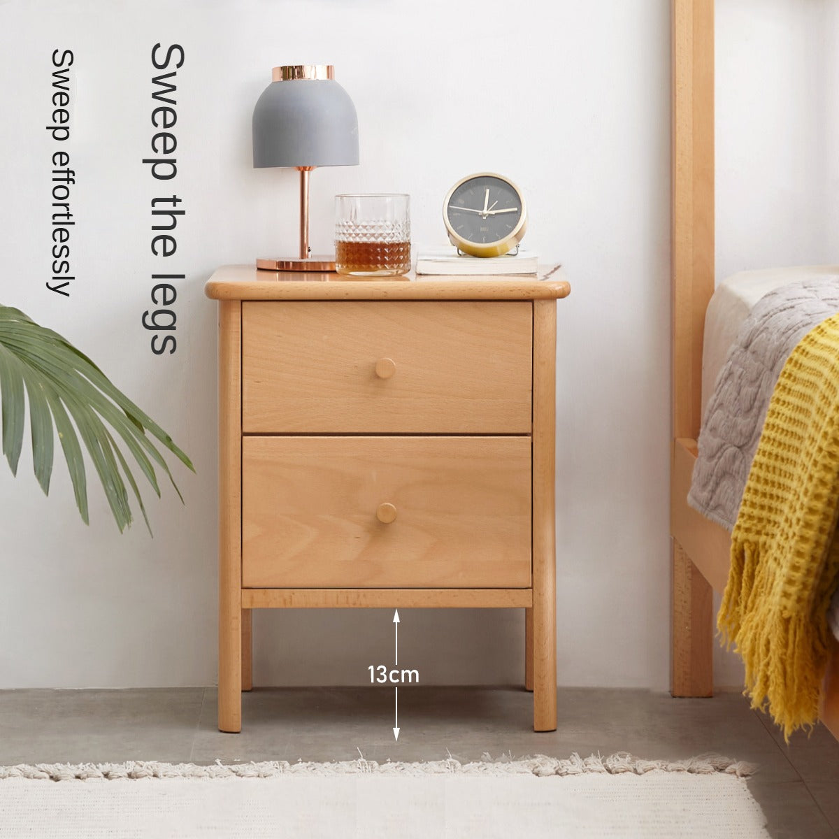 Beech Solid Wood Drawer Nightstand.