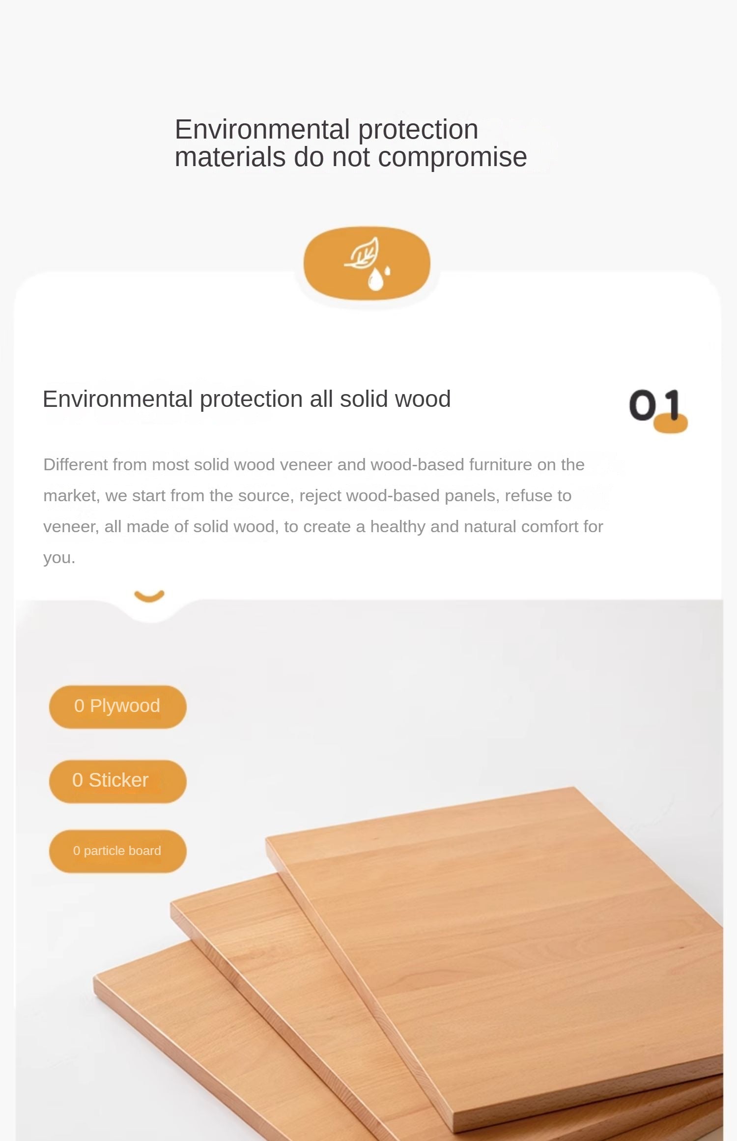 Beech Solid Wood Drawer Nightstand.