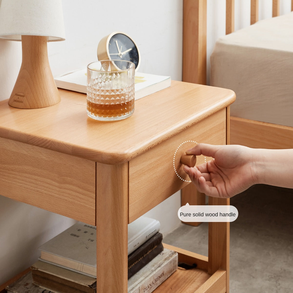 Beech Solid Wood Nightstand.