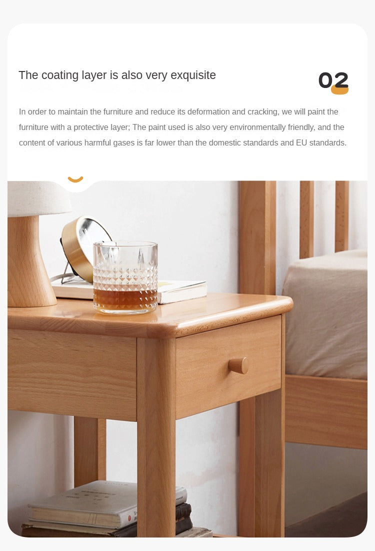Beech Solid Wood Nightstand.