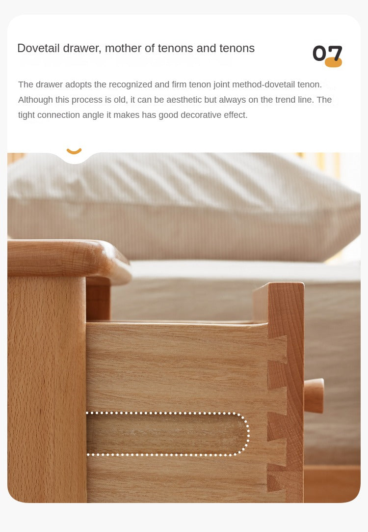 Beech Solid Wood Nightstand.