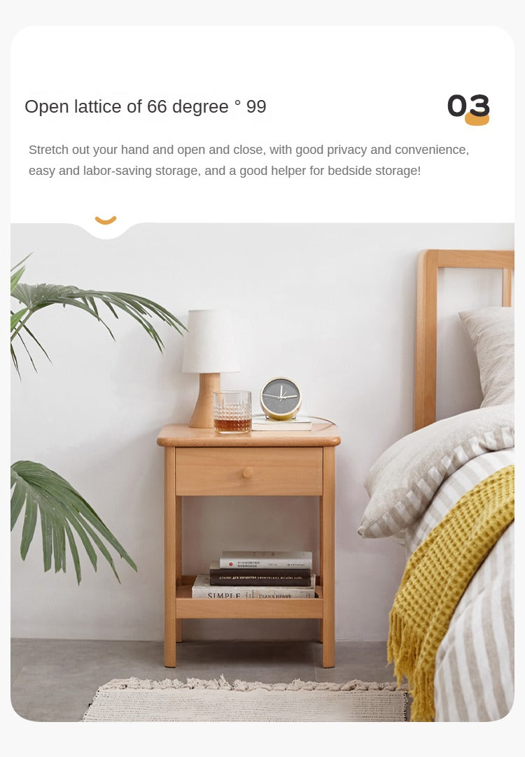 Beech Solid Wood Nightstand.