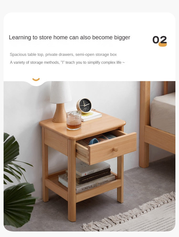 Beech Solid Wood Nightstand.