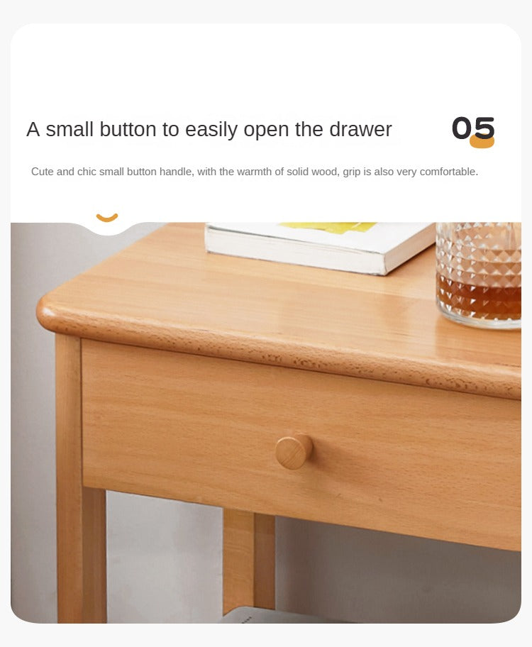 Beech Solid Wood Nightstand.