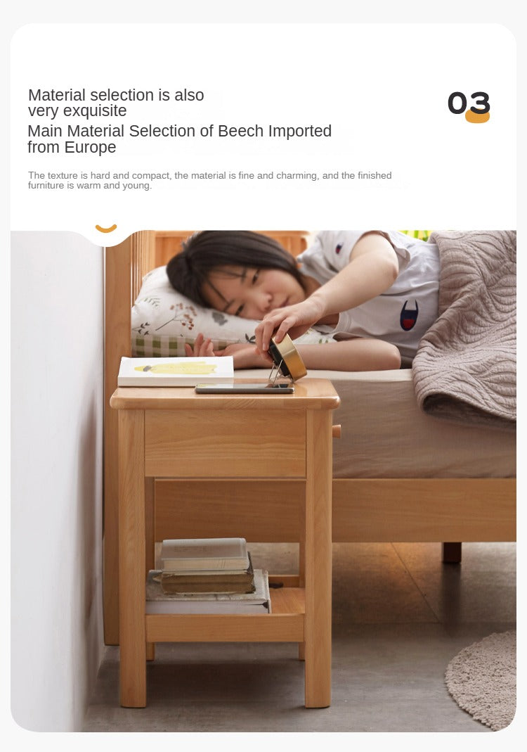 Beech Solid Wood Nightstand.