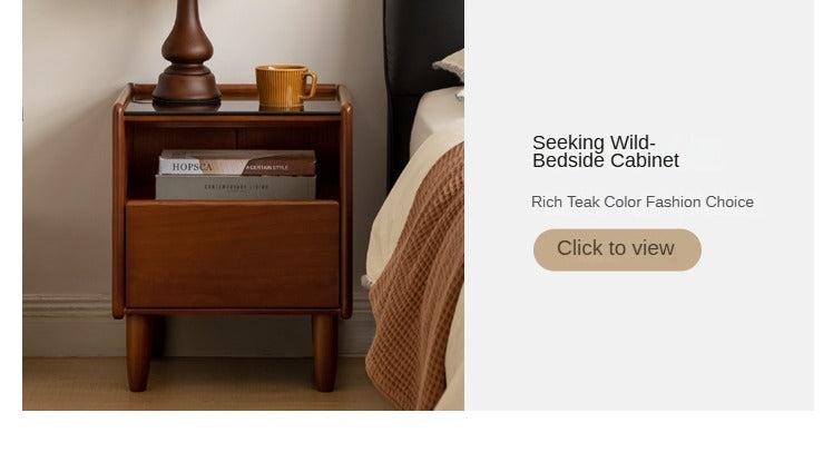 Tulipwood Solid Wood Glass Nightstand