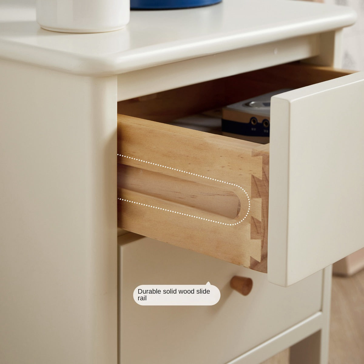Beech Solid Wood White Luxury Night Stand