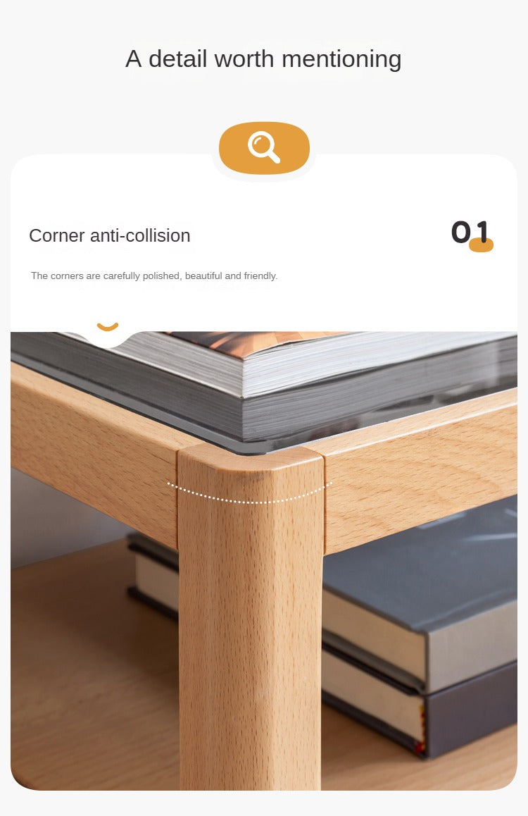 Beech Solid Wood Nightstand, Small Side Table.