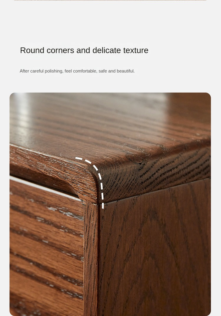 Oak, Solid Rubberwood Nordic Nightstand.