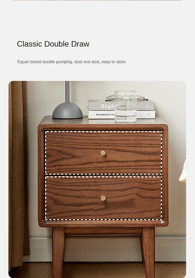 Oak, Solid Rubberwood Nordic Nightstand.