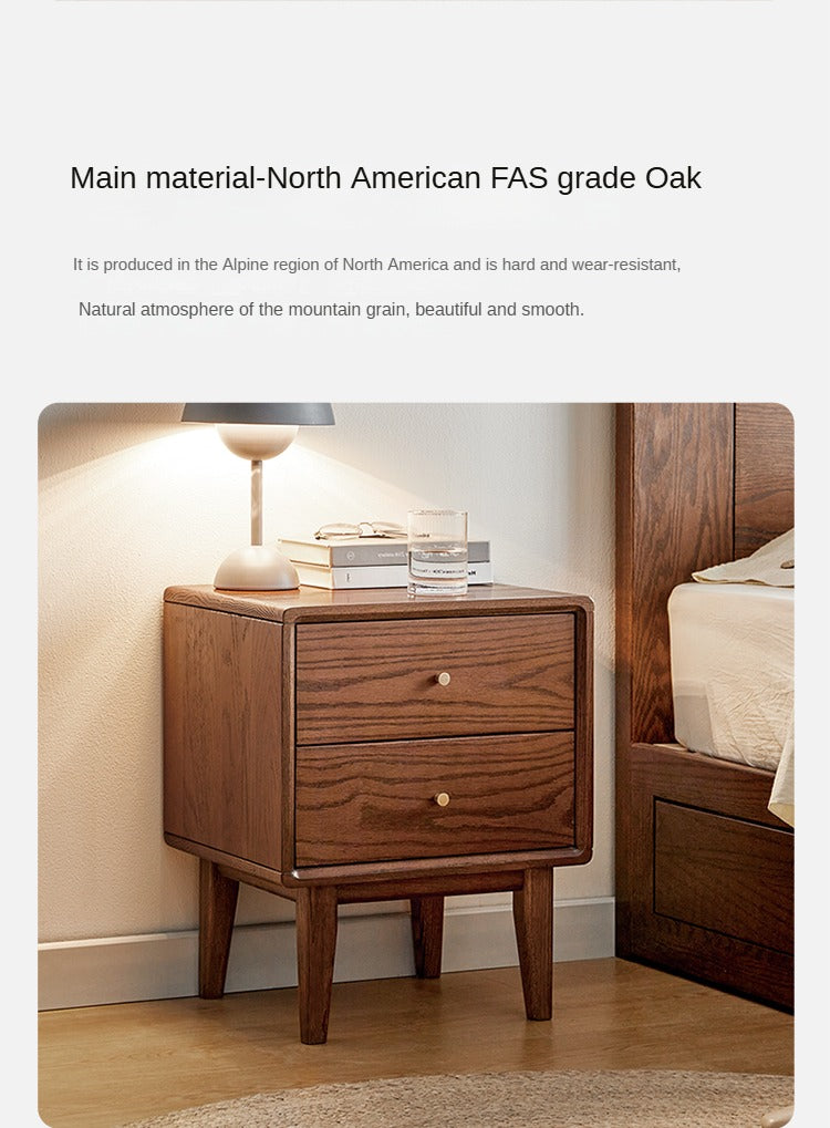 Oak Solid Wood Nordic Nightstand.