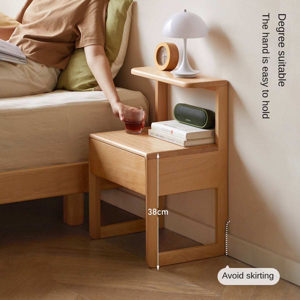 Beech Solid Wood Nightstand.