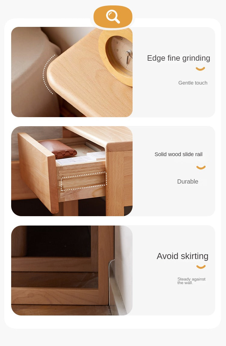 Beech Solid Wood Nightstand.