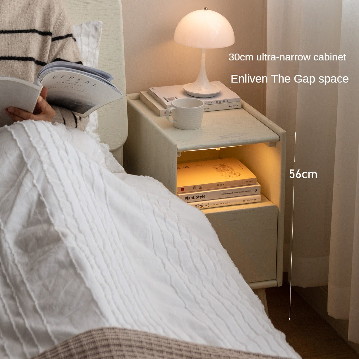 Solid Rubberwood Nightstand.