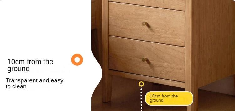 Solid RubberWood, Oak Solid Wood Modern Nightstand.