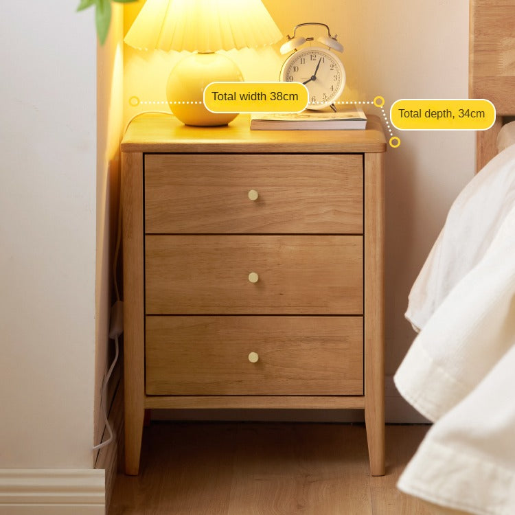 Solid RubberWood, Oak Solid Wood Modern Nightstand)