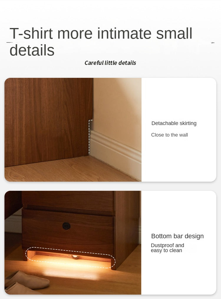 Cherry, Black Walnut, Sandalwood Solid Wood Wireless Charging with Lock Smart Nightstand.