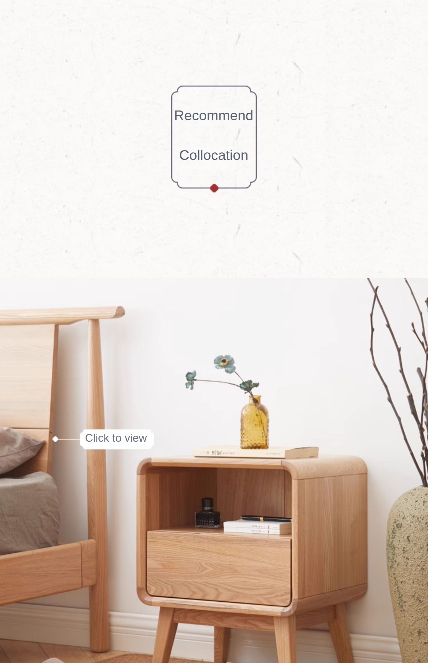 Ash Solid Wood Storage Modern Nightstand