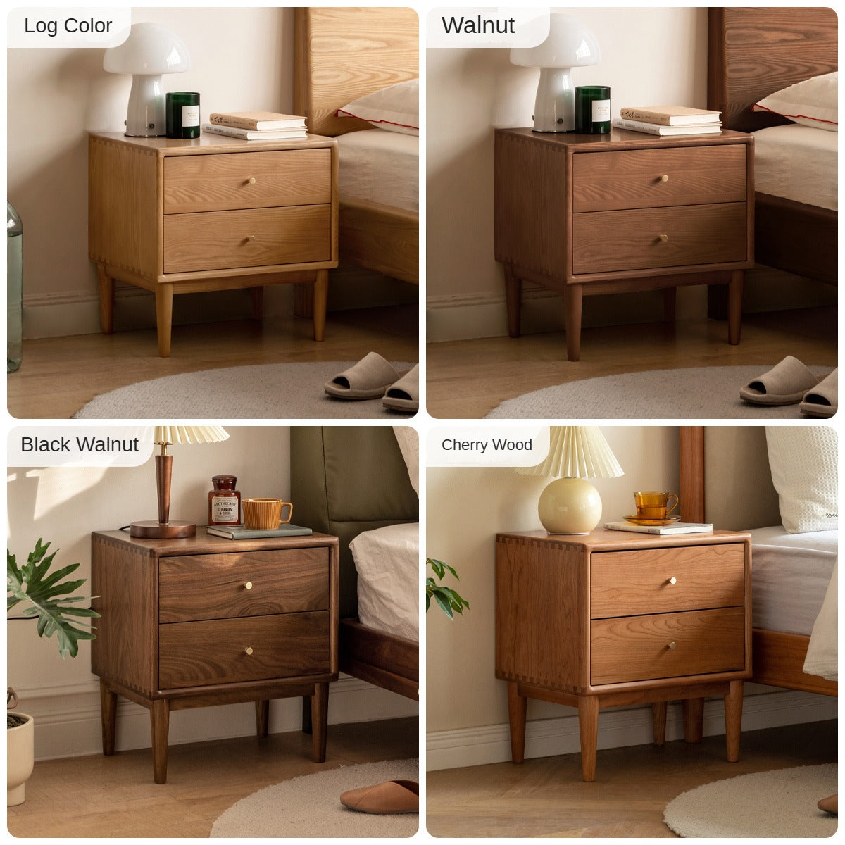 Poplar Solid Wood Nightstand,