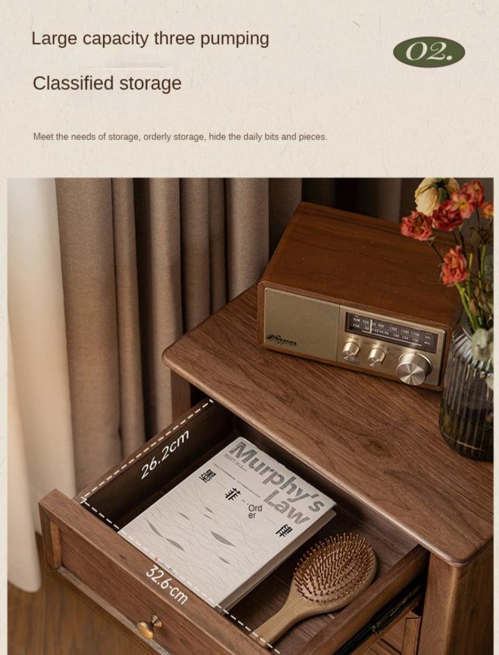 Black Walnut Solid Wood Nightstand.