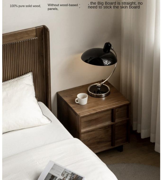 Black Walnut, Ash, Oak Solid Wood Storage Bedside Nightstand ,