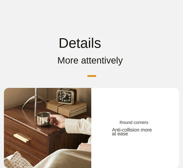 Black Walnut Solid Wood Nightstand.