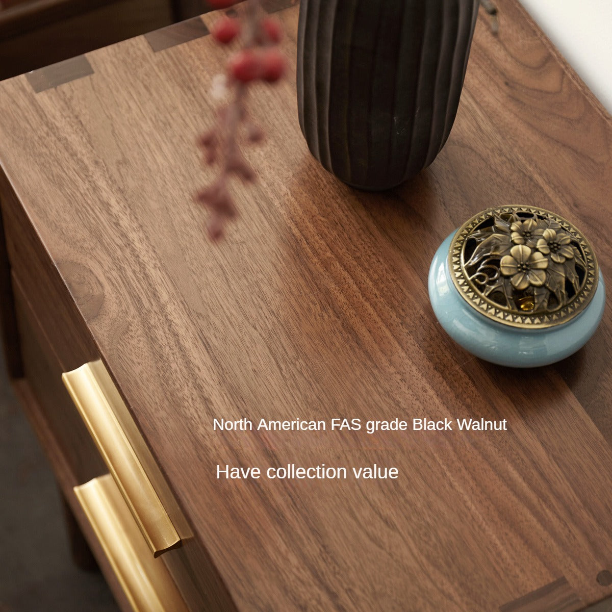 Black Walnut Solid Wood Nightstand.