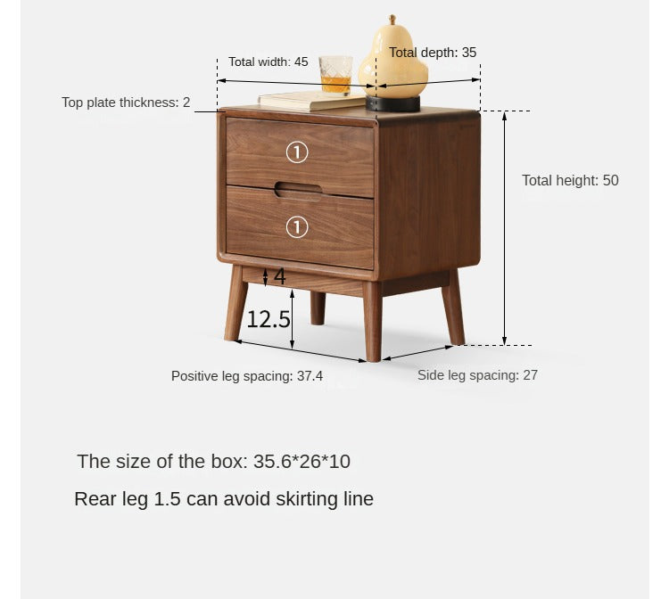 Black Walnut, Sandalwood Solid Wood Nightstand Storage)