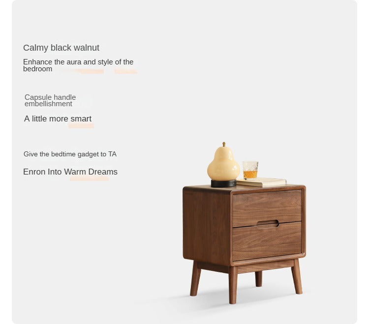 Black Walnut, Sandalwood Solid Wood Nightstand Storage)
