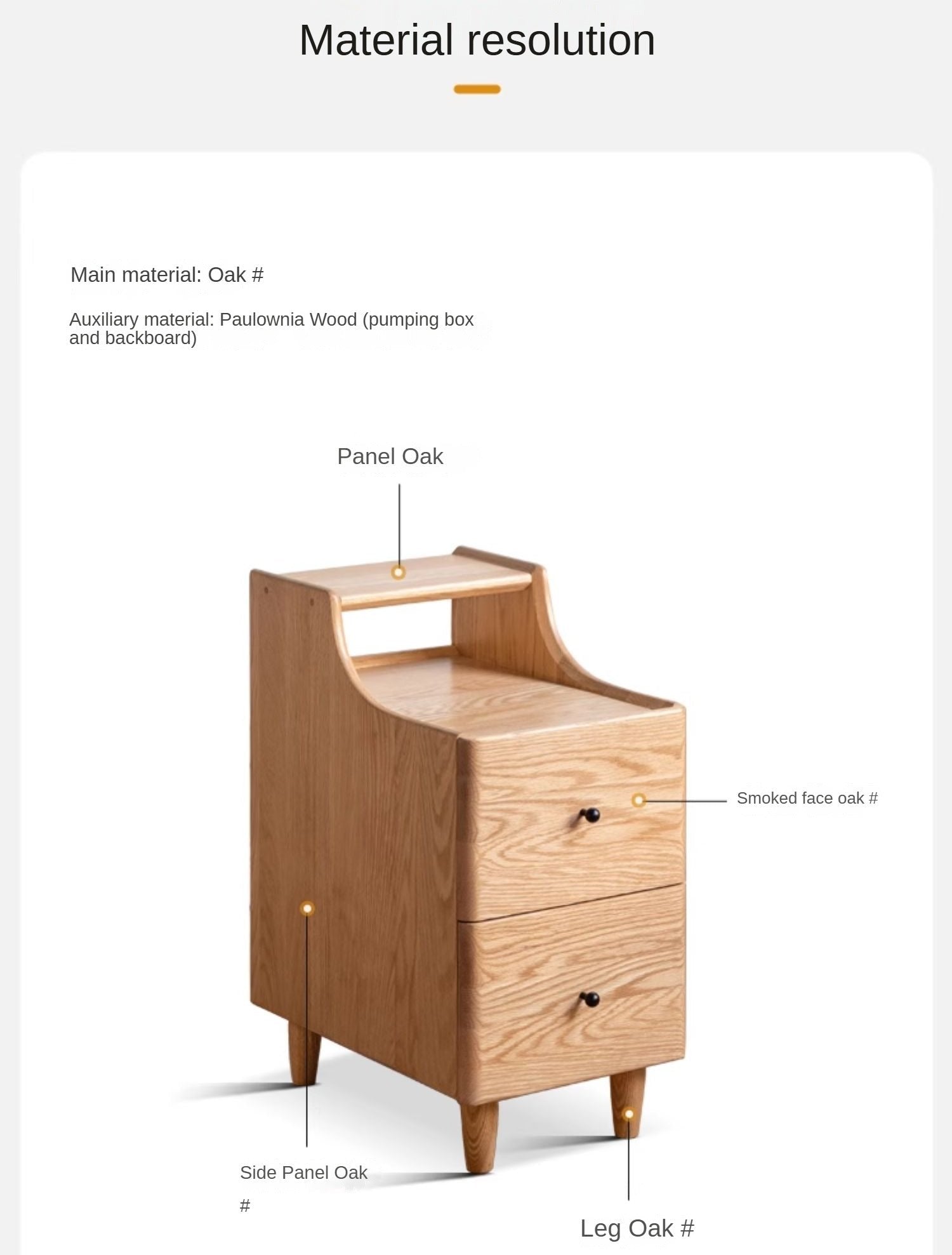 Oak, Ash Solid Wood, Solid Rubberwood Nightstand.