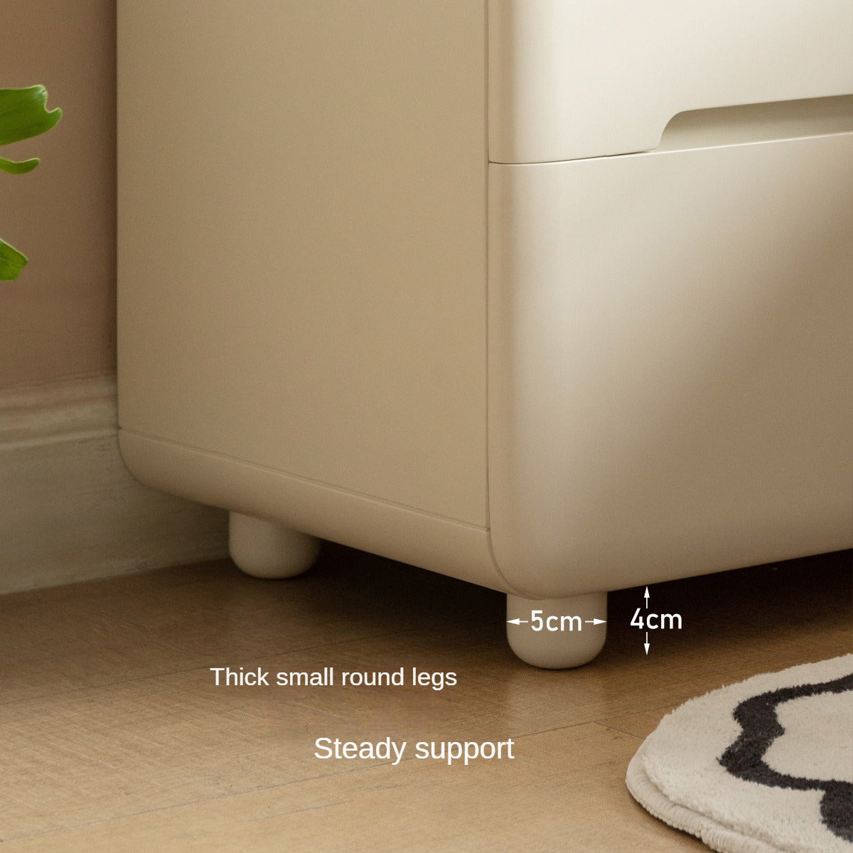 Tulipwood Solid Wood, Solid RubberWood Warm White Two-Drawer Nightstand.