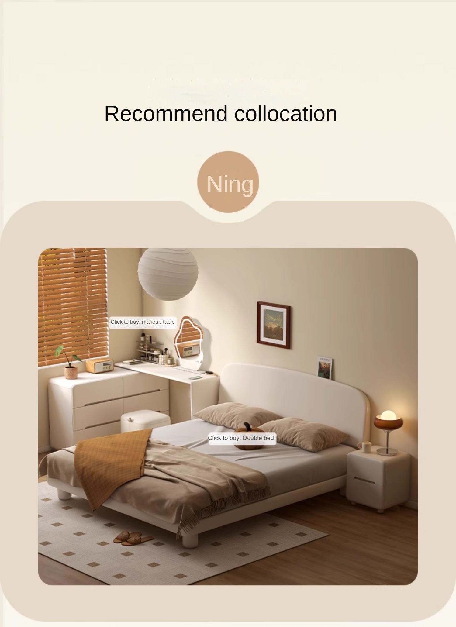 Tulipwood, Solid RubberWood Warm White Two-Drawer Nightstand.