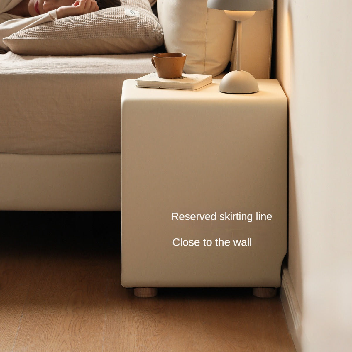 Leather Cream Style Nightstand.