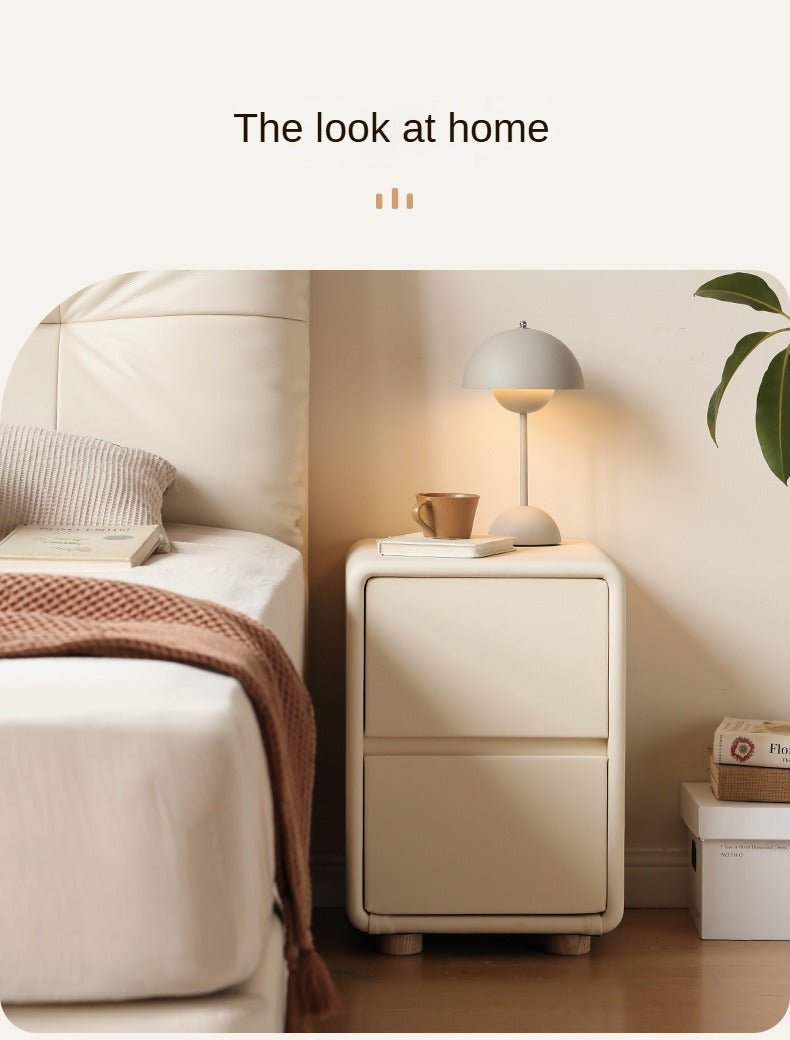 Leather Cream Style Nightstand.