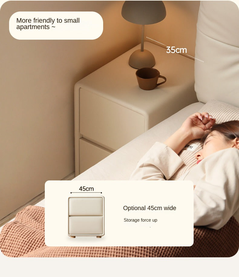 Leather Cream Style Nightstand.