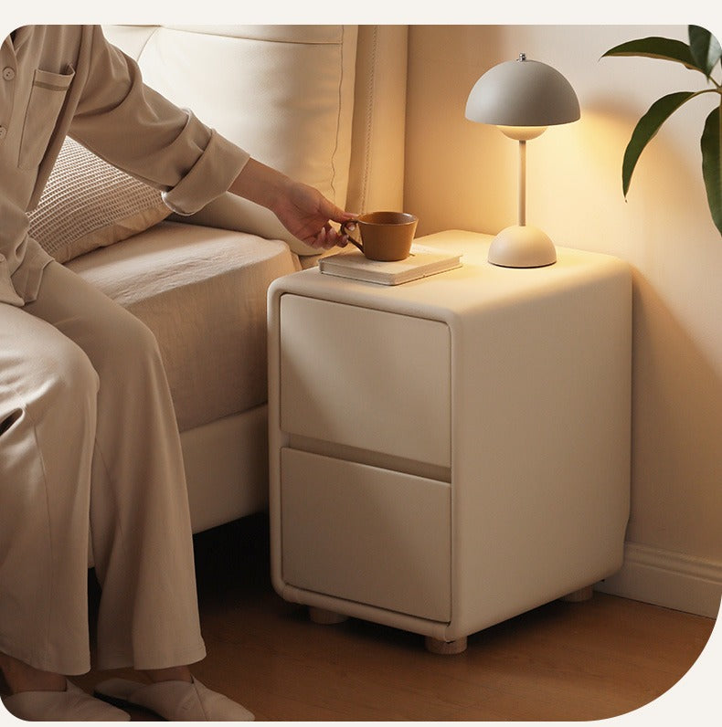 Leather Cream Style Nightstand.