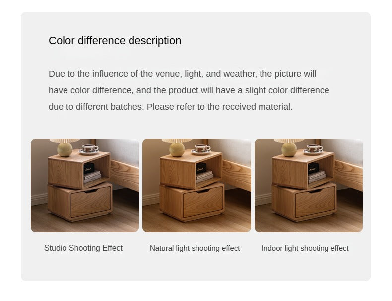 Oak Solid Wood SideTable Rotating Nightstand.