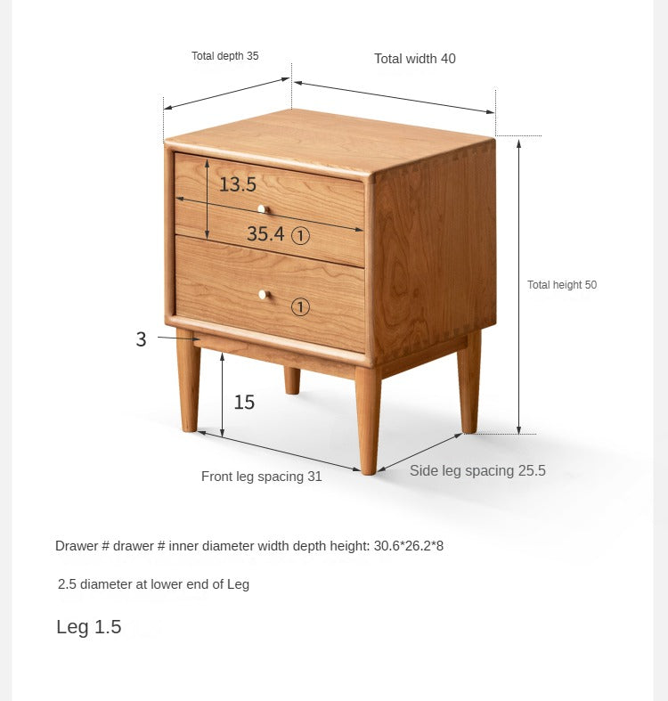 South American Walnut, Black Walnut, Cherry, Ash Solid Wood Nightstand.