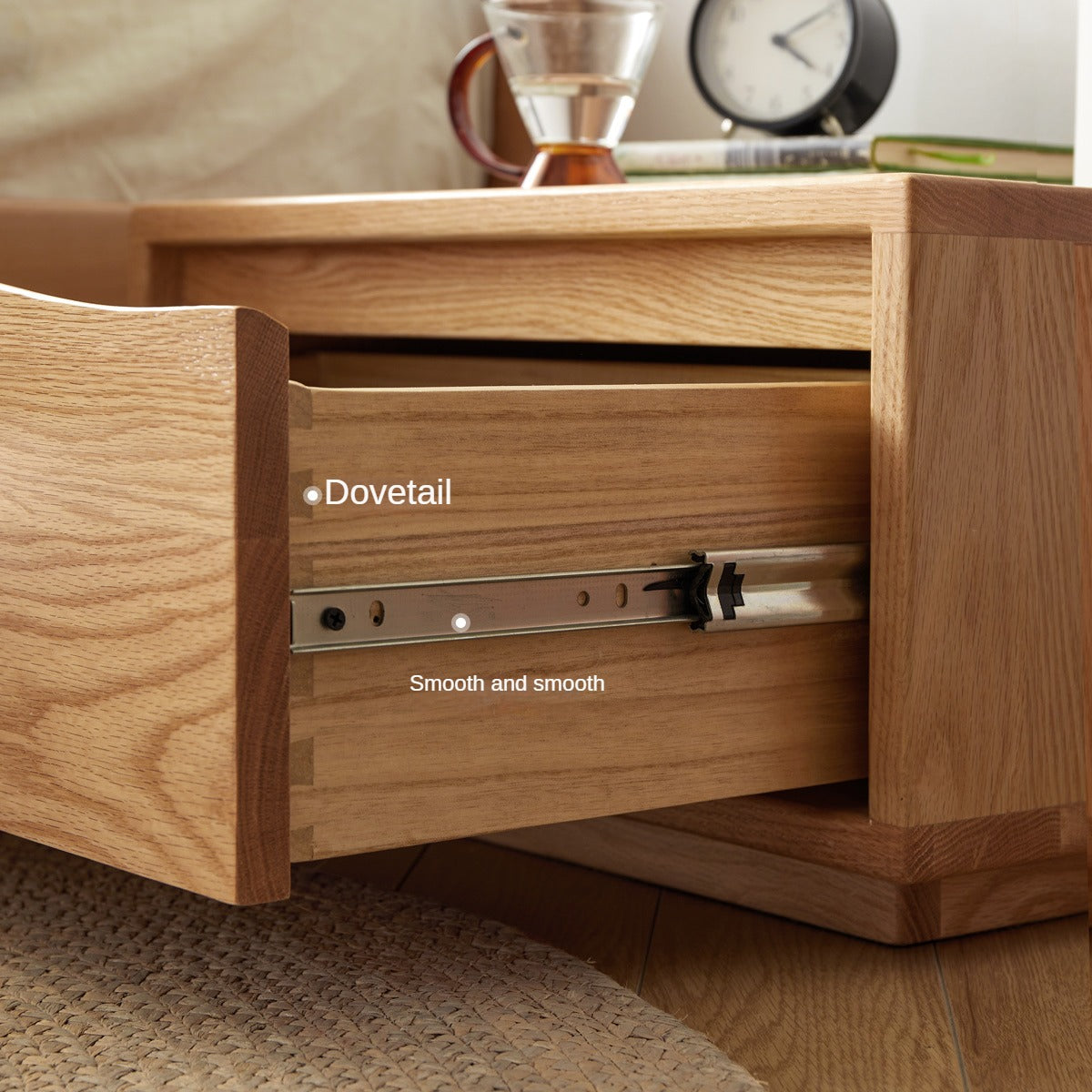 Oak Solid Wood Floor Standing Nightstand<