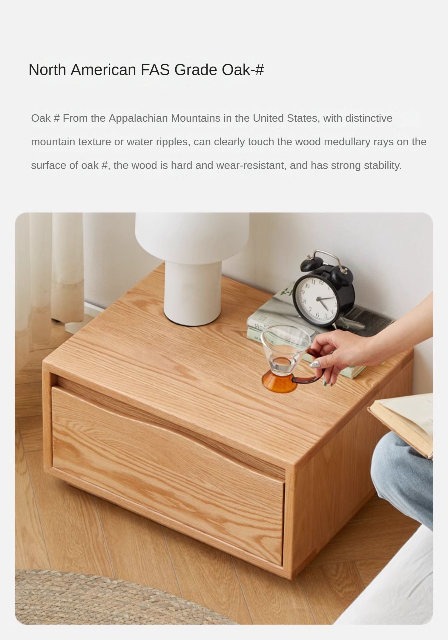 Oak Solid Wood Floor Standing Nightstand<
