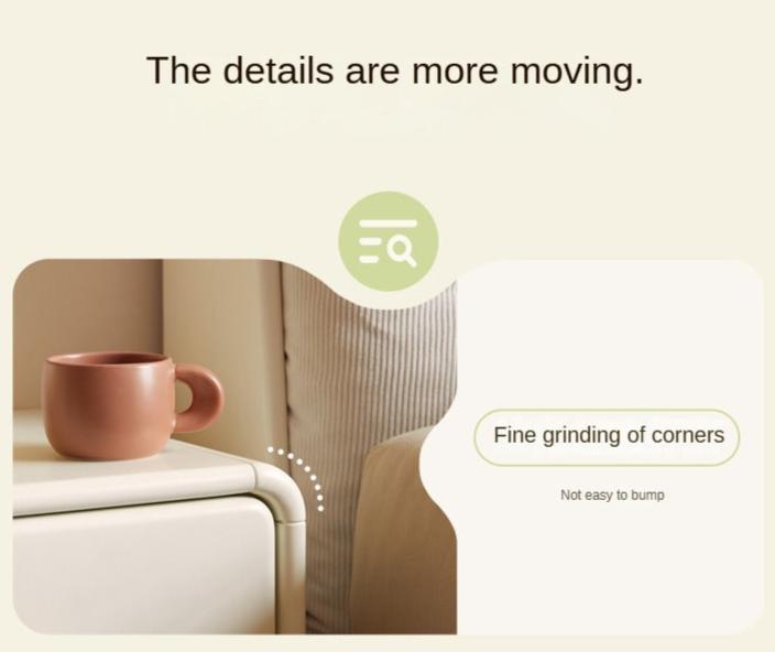 Solid Rubberwood Nightstand Cream Style White Cabinet.